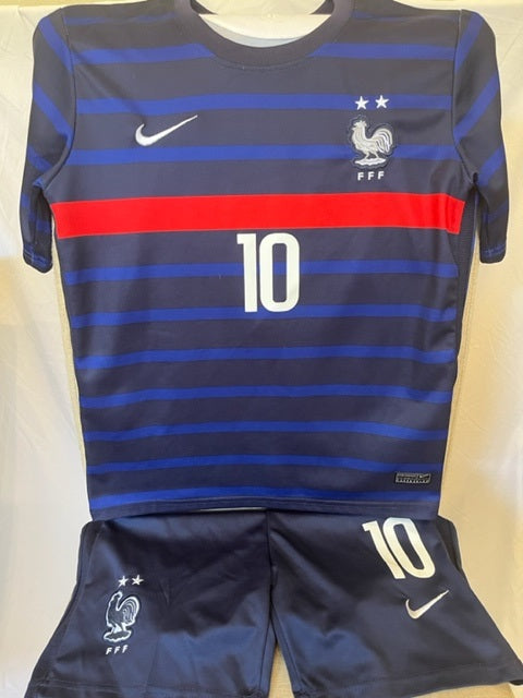 21 France Home Replica Kids Soccer Kit - #10 - Kylian Mbappe