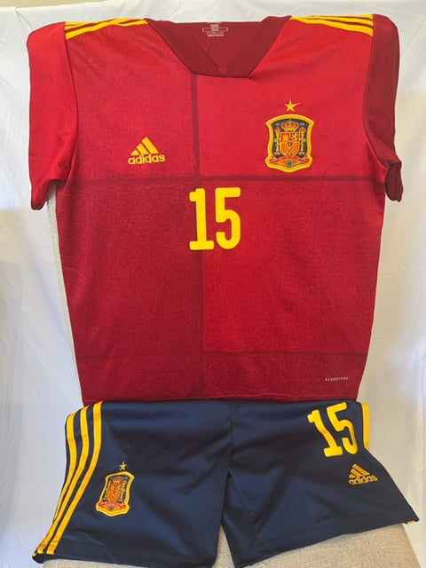 21 Spain Home Replica Kids Soccer Kit - #15 - Sergio Ramos
