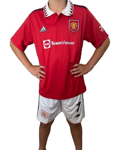 2022/23 Manchester United Home Replica Kids Soccer Kit - #7 - Christiano Ronaldo